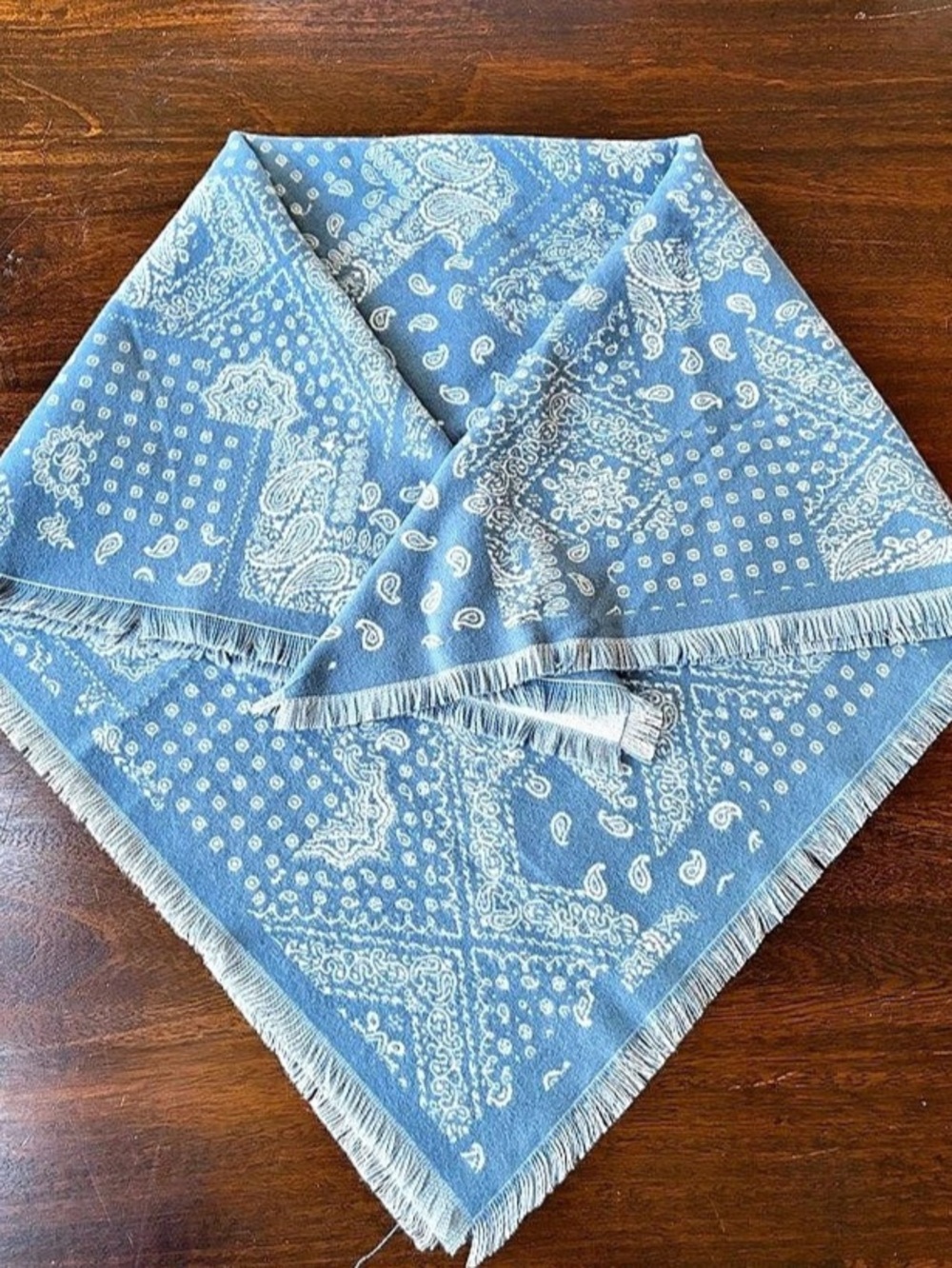 Stetson Reversible Paisley Scarf / Wrap in Blue & White - Picture 3 of 5